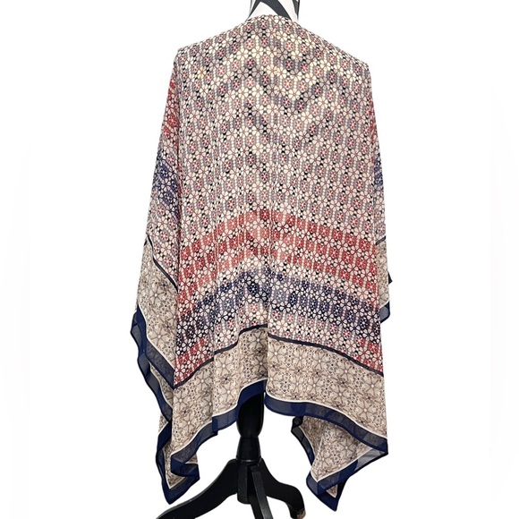 Catherines Boho Sheer Retro Open Front Sz 2X 3X Kimono Topper - Picture 4 of 10